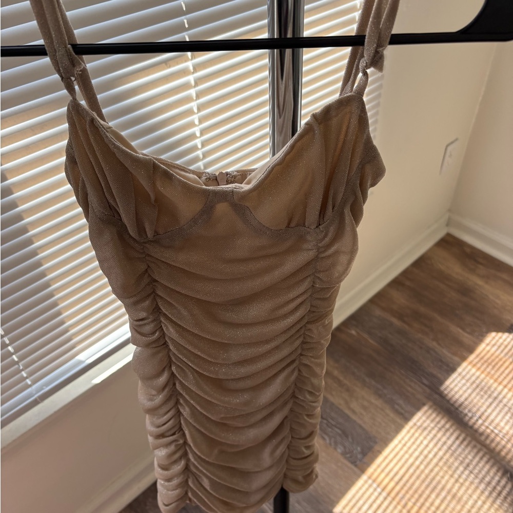 Princess Polly Champagne Ruched Mini Dress